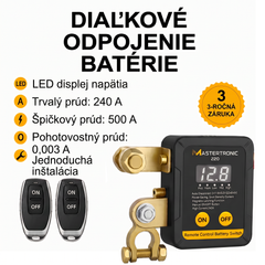MASTERTRONIC 220 – Inteligentné relé na spínanie a odpájanie batérie s diaľkovým ovládaním 12/24 V